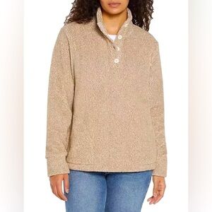 Eddie Bauer Women's Pullover Sweater Beige Button Top Size Small